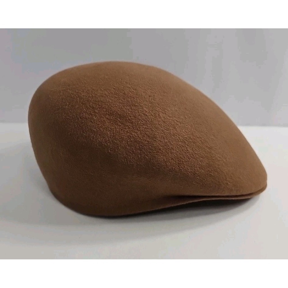 VTG Kangol Wool 504 Flat Cap Hat Tan Size M Classic Beret Style EUC-England Made